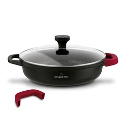 Patelnia na indukcję marmurowa z pokrywką kr&oacute;tkie uchwyty Starke Pro Ochre 28 cm