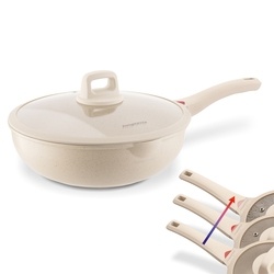 Patelnia WOK indukcyjna z pokrywką Konighoffer Creamy Marble 30 cm
