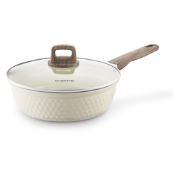 Patelnia z powłoką ceramiczną na indukcję Konighoffer Rosti z pokrywką 28 cm kremowa
