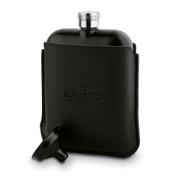 Piersiówka ze stali nierdzewnej z lejkiem i etui Starke Pro 170 ml czarna