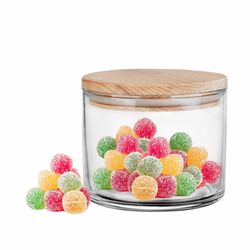 Pojemnik kuchenny szklany z drewnianą pokrywą Trend Glass 400 ml