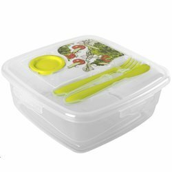 Pojemnik na sałatkę ze sztućcami i pojemnikiem na sos Hega Lunch Box 1,8 l