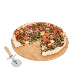 Radełko i deska do pizzy bambusowa Tadar 33 x 1,5 cm