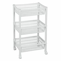 Regał na k&oacute;łkach z 3 koszami Plast Team Jumbo Eco 68,5 x 29,5 x 39,5 cm biały