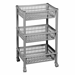 Regał na k&oacute;łkach z 3 koszami Plast Team Jumbo Eco 68,5 x 29,5 x 39,5 cm srebrny