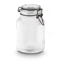 Słoik z czarnym klipsem i szklaną pokrywą Tadar Strip 950 ml