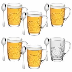 Szklanki do kawy i herbaty Tadar Róża 415 ml 6 szt. i 6 łyżeczek