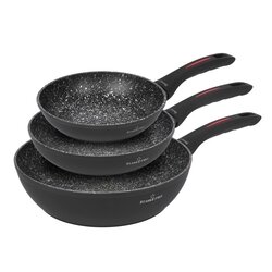 Zestaw 3 patelni granitowych Starke Pro Piccante 19,5 cm 23,5 cm i głęboka 27,5 cm