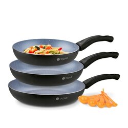 Zestaw 3 patelni marmurowych Tadar Roca 20 cm 24 cm 28 cm bez indukcji i 5 miarek