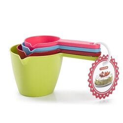 Zestaw 4 miarek kuchennych Plastic Forte 60 ml 80 ml 125 ml 250 ml mix kolorów