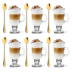 Zestaw 6 szklanek Tadar Irish 240 ml i 6 złotych łyżeczek koktajlowych