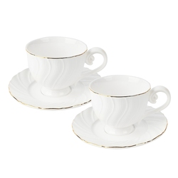 Zestaw dwóch filiżanek porcelanowych ze spodkami Tadar Sonata 280 ml