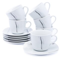 Zestaw filiżanek do kawy w paski Tadar 12 elementów porcelanowy