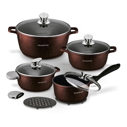 Zestaw garnk&oacute;w Konighoffer Pollo Brown 8 element&oacute;w 2 nakładki i 2 podkładki