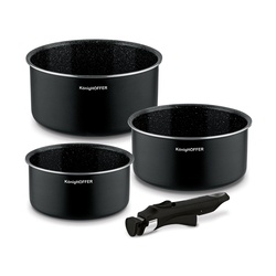 Zestaw garnk&oacute;w z odpinaną rączką Konighoffer Spinel Black 4 elementy bez indukcji