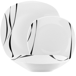 Zestaw kwadratowych talerzy porcelanowych Tadar Saxo 18 element&oacute;w