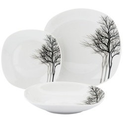 Zestaw kwadratowych talerzy porcelanowych Tadar Zima 18 elementów
