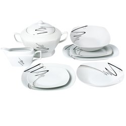 Zestaw obiadowy porcelanowy Tadar Wstęga 43 elementy dla 12 osób