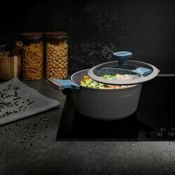 Garnek na indukcję marmurowy z pokrywką Starke Pro Luxury Grey 1,7 l