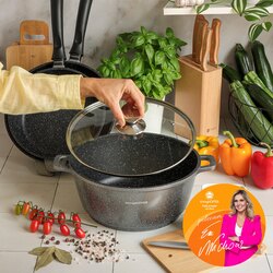 Garnek na indukcję z pokrywką Konighoffer Pollo Grey 6,3 l