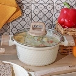 Garnek z powłoką ceramiczną na indukcję Konighoffer Rosti 20 cm 2,5 l kremowy