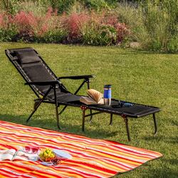 Leżanka leżak ogrodowy plażowy Tadar 6 pozycji 63 x 182 x 55 cm czarny