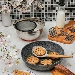 Miska nierdzewna Konighoffer 24 cm silikonowa podstawa pomarańczowa