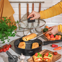 Patelnia indukcyjna głęboka non-stick z pokrywką Starke Pro Sesar 24 cm