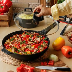Patelnia WOK na indukcję z pokrywką Starke Pro Taylor Marble 32 cm