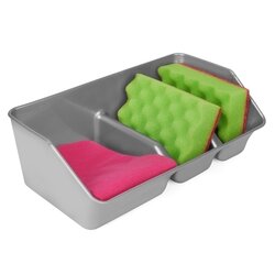 Pojemnik na gąbki Plastic Forte 21,5 x 13 x 8 cm srebrny