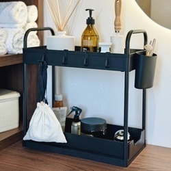 Regał uniwersalny organizer Tadar 2 poziomy 40 x 39,5 x 22 cm czarny