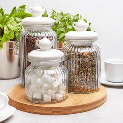 Słoik ozdobny z pokrywką ceramiczną Tadar Czajniczek 1300 ml okrągły