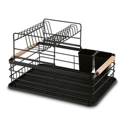 Suszarka 2-poziomowa do naczyń z ociekaczem i tacą Tadar 43 x 29 x 27 cm czarna