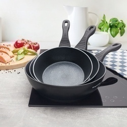 Zestaw 3 patelni głębokich na indukcję Konighoffer Corvos 20 cm 24 cm 28 cm i 7 akcesoriów
