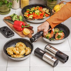 Zestaw 3 patelni głębokich z odpinaną rączką Konighoffer Colate 20 cm 24 cm 28 cm