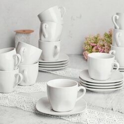 Filiżanki do kawy porcelanowe ze spodkami Tadar 24 elementy białe