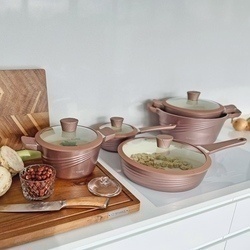 Zestaw garnków ceramicznych na indukcję Starke Pro Naturale Rose Gold 10 elementów