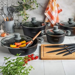 Zestaw garnków na indukcję Starke Pro Octagon Marble 8 elementów