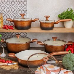 Zestaw garnków na indukcję Starke Pro Texture Copper 10 elementów