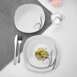 Zestaw kwadratowych talerzy porcelanowych Tadar Dolce Vita 18 elementów
