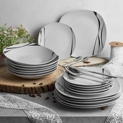 Zestaw kwadratowych talerzy porcelanowych Tadar Saxo 18 elementów