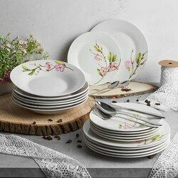 Zestaw okrągłych talerzy porcelanowych Tadar Lina 18 elementów