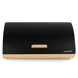 Chlebak bambusowy i 3 pojemniki stalowe Konighoffer Cosmic czarny komplet