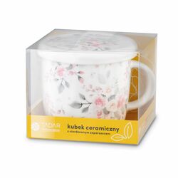 Kubek porcelanowy z zaparzaczem nierdzewnym Tadar Różyczki 320 ml