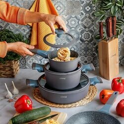 Rondel na indukcję marmurowy z pokrywką Starke Pro Luxury Grey 1,2 l