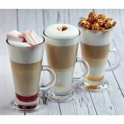 Zestaw 6 szklanek Tadar Caffee Latte 250 ml i elektryczny spieniacz do mleka