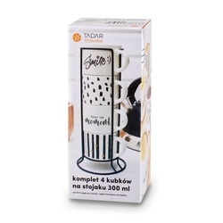 Komplet kubków na stojaku Tadar Decor 300 ml 4 sztuki
