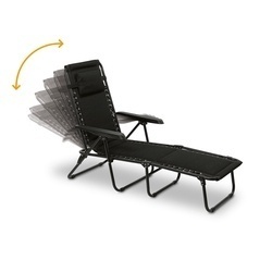 Leżanka leżak ogrodowy plażowy Tadar 6 pozycji 63 x 182 x 55 cm czarny