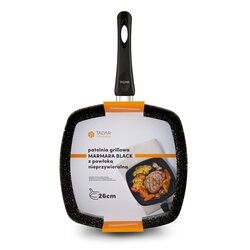 Patelnia grillowa marmurkowa Tadar Marmara Black 26 cm bez indukcji