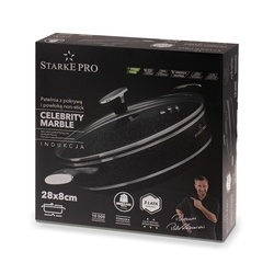 Patelnia na indukcję z pokrywką krótkie uchwyty Starke Pro Celebrity Marble 28 cm